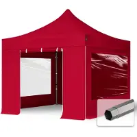TOOLPORT 3x3 m stål, pop up partytelt, 4 sidepaneler, rød