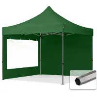 TOOLPORT 3x3 m stål, pop up partytelt, 2 sidepaneler, mørkegrønn
