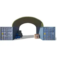 TOOLPORT 6x6 m containertelt, PRIMEtex-PVC-presenning, mørkegrønn, med statikk