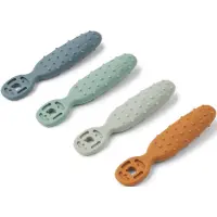 Liewood Baby Skjeer - Silikon - 4-pack - Caelia - Whale Blue Mul - - OneSize - Bestikk