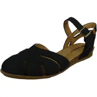 El naturalista for woman. 252071101005_001 Pleasant Black Stella leather sandals black (42), Flat, 1 to 3 cm, Buckle, Casual