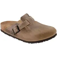 Birkenstock for man. 1019484 Leather Boston Soft Clogs (Narrow Fit) beige (45), Flat, None, Casual