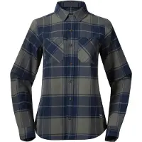 Bergans Nordmarka Flanellskjorte Dame Green Mud/Navy Blue Check L