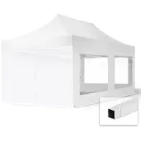 TOOLPORT 3x6 m stål, pop up partytelt, 4 sidepaneler, hvit