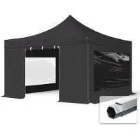 TOOLPORT 4x4 m aluminium, pop up partytelt, 4 sidepaneler, svart