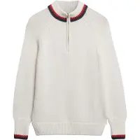 Superdry for woman. W6110669A Beige Tipped half-zip jumper (S), Casual, Long sleeve