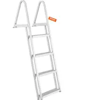 Vevor Dokkstige, avtakbar 4 trinn, 145 kg lastekapasitet, pontongbåtstige i aluminiumslegering med 10 cm bredt trinn og sklisikker pedal, enkel å installere for ombordstigning på skip/innsjø/basseng/m