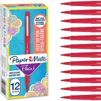 Newell Fiberpen, Paper Mate Flair, medium, 0,7 mm, rød, pakke a 12 stk