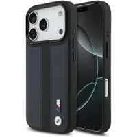 BMW M MagSafe-etui med perforert stripelogo til iPhone 17 Pro – marineblå
