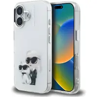 Karl Lagerfeld IML Aquarelle Karl & Choupette & Logo iPhone 16-etui – hvit