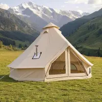 Vevor Oxford Bell-telt, 4 sesonger 5 m yurttelt for camping med komfyruttak, vanntett pustende, rommer opptil 7 personer med glidelås med avtakbart gulv, familiecamping, glamping, utendørs jaktselskap