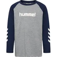 Hummel Genser - hmlJR Logo - Grå Melert/Dress Blues - - 7-8 år (122-128) - Genser