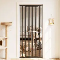 Vevor Ekstra høy hundegrind for katter, 700–860 mm justerbar bredde, 200 cm høy hundegrind, med trykkmonteringssett og veggmonteringssett, 30 mm smal stangavstand, for trapper, døråpninger og hus, sva