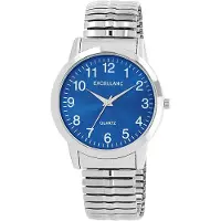 Excellanc Herreklokke med stållenke / Armbåndsur / Klokke – Sølv/blå