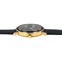 Excellanc Dameklokke med reim i kunstskinn / Armbåndsur / Klokke – Svart/gull