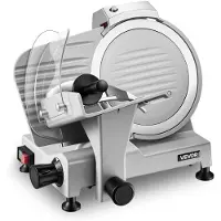 Vevor Kommersiell kjøttskjærer, 300W elektrisk kutter, avtakbart 25 cm karbonstålblad og matbrett, 0-12 mm justerbar tykkelse matskjæremaskin, for frossent kjøtt, skinke, baguett, biff, ETL-godkjent