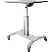 StarTech.com Startech Mobile Standing Desk, Portable Sit Stand Ergonomic Height Adjustable Cart on Wheels, Rolling Computer/Laptop Workstation Table w/ Locking One-Touch Lift for Teachers/Student - Mobile Compute