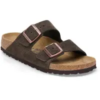 Birkenstock for woman. 1027083 Brown Arizona Leather Sandals (Narrow Fit) (40), Flat, Suede, Buckle, Casual