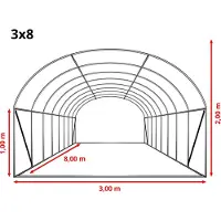 TOOLPORT 3 x 8 m drivhustunnel, PE-presenning, hvit