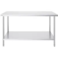 Vevor forberedelsesbord i rustfritt stål, 30 x 60 x 34 tommer, kraftig metallarbeidsbord med 3 justerbare høydenivåer, kommersiell arbeidsstasjon for kjøkken, garasje, restaurant, bakgård