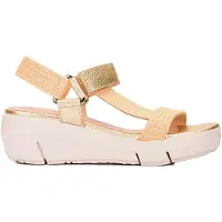 Wonders for woman. D-8290_941_5643 Flynn 90 Gold Leather Sandals (39), Fabric, 3 to 5 cm, Velcro, Casual