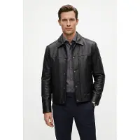 BOSS for man. 50562532 Joban Black Leather Jacket (50), Casual