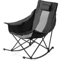 Vevor gyngestol, bærbar sammenleggbar gyngestol, kraftig hagestol med koppholder og lomme, støtter 225 kg, fullt polstrede campingstoler for utendørs terrasse, bakgård, veranda, hage
