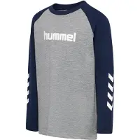 Hummel Genser - hmlJR Logo - Grå Melert/Dress Blues - - 9-10 år (134-140) - Genser