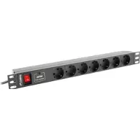 Lanberg - Strømfordelerenhet - AC 220-250 V - inngang: power CEE 7/7 - utgangskontakter: 7 (Europlug) - 1U - 19 - 2 m kabel - svart