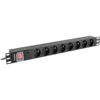 Lanberg - Strømfordelerenhet (kan monteres i rack) - AC 220-250 V - 4000 watt - enkeltfase - inngang: DIN 49441 - utgangskontakter: 8 (NF C61-314) - 1U - 19 - 2 m kabel - Frankrike - svart