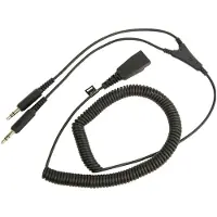 Jabra -kabel med QD-kontakt til 2x3,5 mm-kontakt, spiralformet, 0,5–2 m