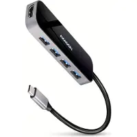 Axagon HMC-6H4A USB-hub, 4x USB-A + HDMI, USB-C 3.2 Gen 1, PD 100W - 20 cm USB-C-kabel