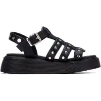 Xti for woman. 14523801-NEGRO Sandals 145238 black (38), Flat, Buckle, Casual, Sport