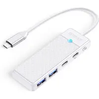 ORICO PAPW2AC-C3 USB-hub 4 porter: 2x USB-A 3.0, USB-C 3.0 + PD 100W, 0,15 m hvit