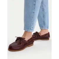 Timberland for woman. TB0A2Q9XEIW1 Classic brown leather boat shoes (40 W), Flat, Laces, Casual