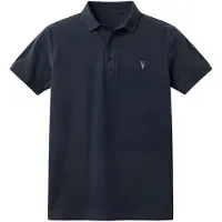 AllSaints for man. M075PB Reform navy polo shirt (S), Casual, Cotton, Short sleeve
