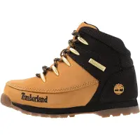 Timberland unisex for kids. TB0A1NL42311 Euro Sprint mid-calf lace-up leather boots black and yellow (25), Flat, Laces, Casual, children's f