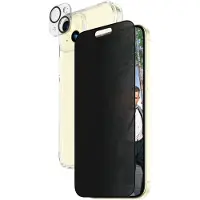 PanzerGlass - 3-i-1 Pakke - skjerm / linse / bakbeskyttelsessett for mobiltelefon - glass - med personvernsfilter - rammefarge svart - for Apple iPhone 15 Plus