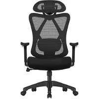 24hShop Ergonomisk Kontorstol med Hjul - Justerbar Støtte og Vippefunksjon - Svart