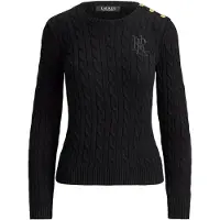 Ralph Lauren for woman. 200P14039001 Cable knit sweater with black buttons (L), Casual, Cotton, Long sleeve