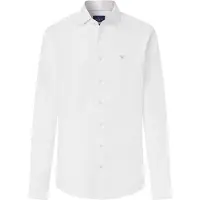 Hackett London for man. HM3010753 solid textured tailored fit white shirt (M), Casual, Cotton, Classic, Long sleeve