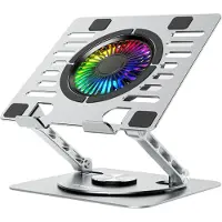 Wozinsky WDCX-X16-AS CoolBase RGB kjølestativ 360° for laptop og nettbrett - sølv