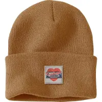 Carhartt Knit Heart Patch Beanie Women Brown