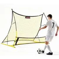 Vevor fotballreboundernett, 2-i-1 fotballmålrebounder, tykke glassfiberstenger, jernrør for kontroll, pasningstrening, enkelt balltreningsutstyr for tenåringer og voksne, 1830 x 1085 mm
