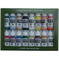 Acrylicos Vallejo 70.140, 17 ml, Svart, Blå, Brun, Hudfarget, Gull, Grønn, Oransje, Lilla, Rød, Sølv, Hvit, Gult, Matte, Flaske