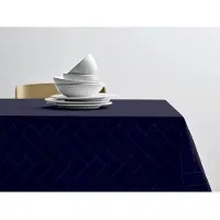 Södahl Damaskduk 140x320 - 100% damaskvevet bomull - Tiles - Blå