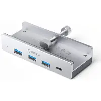 ORICO MH4PC Hub med klemfeste: USB-C / 3x USB-A 3.0 + 1x USB-C 3.0 – Sølv