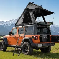 Vevor Taktelt Hardt Skall, 2-3-personers Taktelt i Aluminium med Trefarget LED-lys og Tykk Madrass, Vanntett, Vindtett Campingbiltakstativ Passer for Jeep SUV Pickup