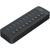 ORICO CT2U3-10AB 10-porters USB-A 3.0-hub med brytere – svart