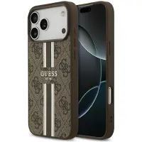 GUESS 4G MagSafe-etui med trykte striper til iPhone 17 Pro Max – brunt